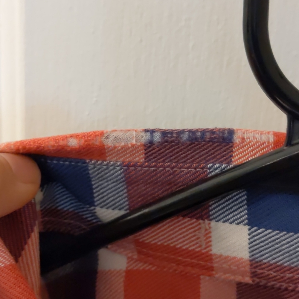 LL Bean Red White Blue Plaid Shirt L/S . Size L - Picture 2 of 11